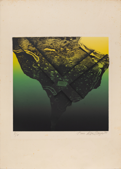 04_Anna Bella Geiger, Sem título (trevasluz), 1974 (uit de serie PolaridadesLunares), metaal fotogravure, zeefdruk en cliché op papier, courtesyAnnaBellaGeiger Anna Bella Geiger, Sem título (trevasluz), 1974 (uit de serie PolaridadesLunares), metaal fotogravure, zeefdruk en cliché op papier